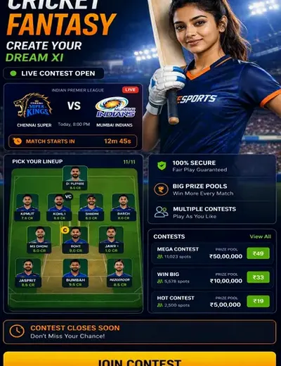 Come (Come Com) fantasy cricket & matchday visual 3